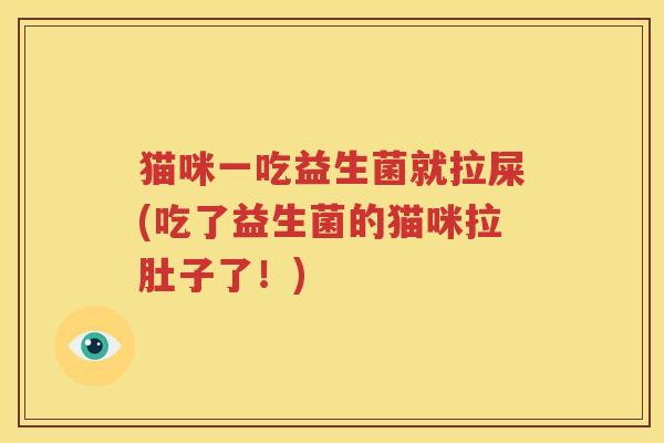 猫咪一吃益生菌就拉屎(吃了益生菌的猫咪拉肚子了！)