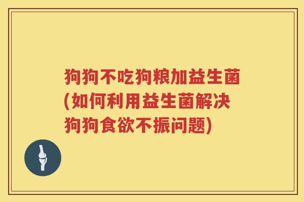 狗狗不吃狗粮加益生菌(如何利用益生菌解决狗狗食欲不振问题)