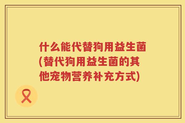 什么能代替狗用益生菌(替代狗用益生菌的其他宠物营养补充方式)