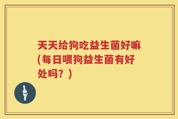天天给狗吃益生菌好嘛(每日喂狗益生菌有好处吗？)