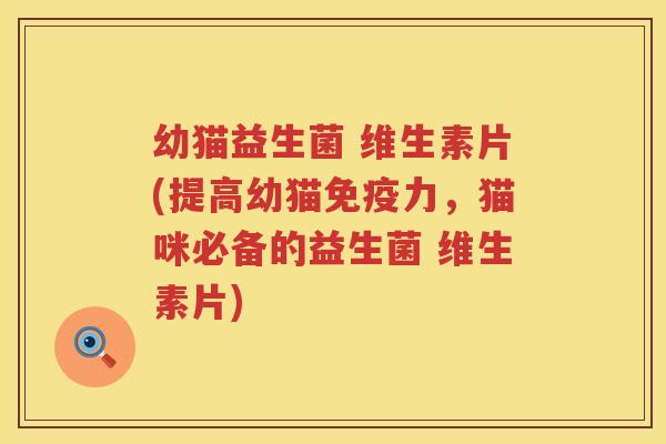 幼猫益生菌 维生素片(提高幼猫免疫力，猫咪必备的益生菌 维生素片)
