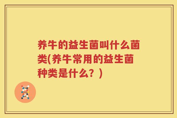 养牛的益生菌叫什么菌类(养牛常用的益生菌种类是什么？)