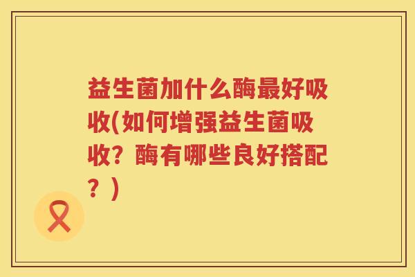 益生菌加什么酶最好吸收(如何增强益生菌吸收？酶有哪些良好搭配？)