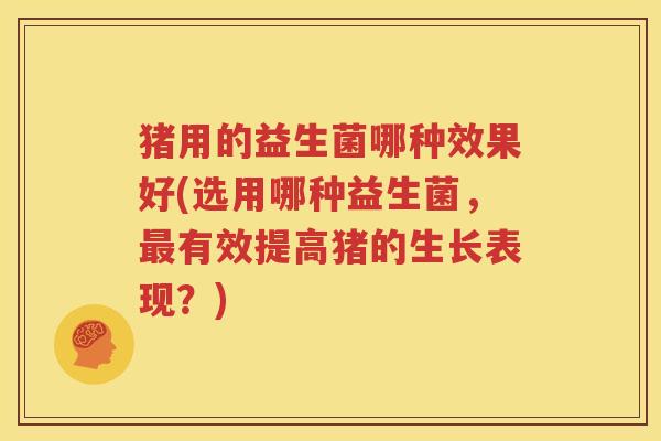 猪用的益生菌哪种效果好(选用哪种益生菌，最有效提高猪的生长表现？)