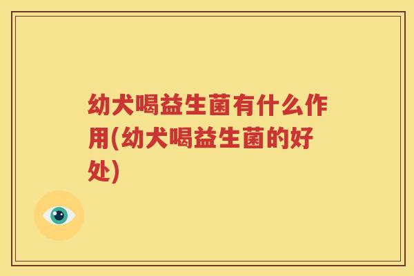 幼犬喝益生菌有什么作用(幼犬喝益生菌的好处)