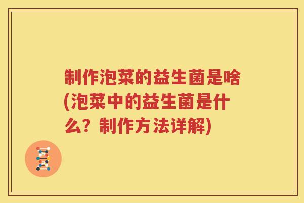 制作泡菜的益生菌是啥(泡菜中的益生菌是什么？制作方法详解)