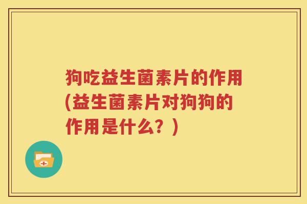狗吃益生菌素片的作用(益生菌素片对狗狗的作用是什么？)