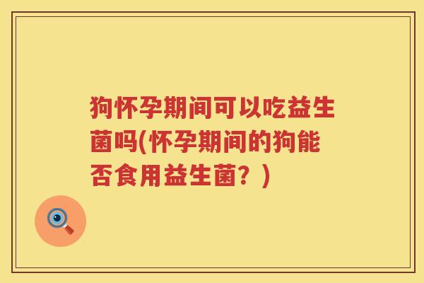 狗怀孕期间可以吃益生菌吗(怀孕期间的狗能否食用益生菌？)