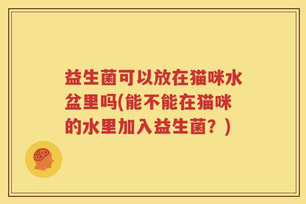 益生菌可以放在猫咪水盆里吗(能不能在猫咪的水里加入益生菌？)