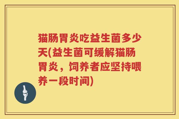 猫肠胃炎吃益生菌多少天(益生菌可缓解猫肠胃炎，饲养者应坚持喂养一段时间)