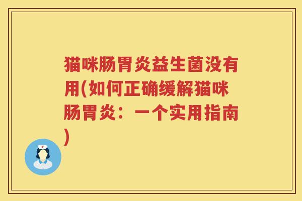 猫咪肠胃炎益生菌没有用(如何正确缓解猫咪肠胃炎：一个实用指南)