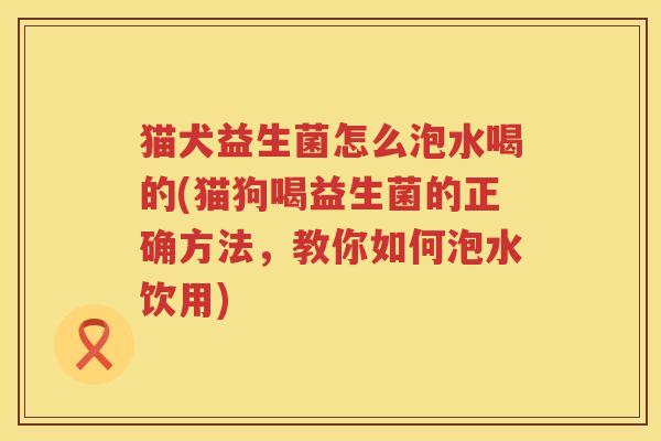 猫犬益生菌怎么泡水喝的(猫狗喝益生菌的正确方法，教你如何泡水饮用)