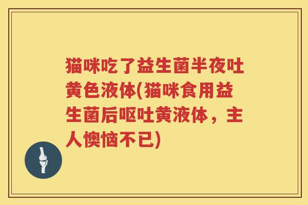 猫咪吃了益生菌半夜吐黄色液体(猫咪食用益生菌后呕吐黄液体，主人懊恼不已)