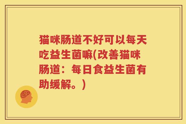 猫咪肠道不好可以每天吃益生菌嘛(改善猫咪肠道：每日食益生菌有助缓解。)