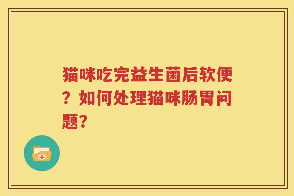 猫咪吃完益生菌后软便？如何处理猫咪肠胃问题？