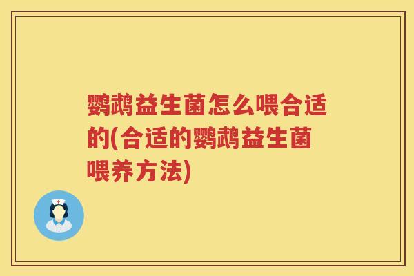 鹦鹉益生菌怎么喂合适的(合适的鹦鹉益生菌喂养方法)
