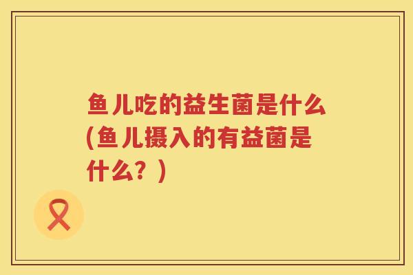 鱼儿吃的益生菌是什么(鱼儿摄入的有益菌是什么？)