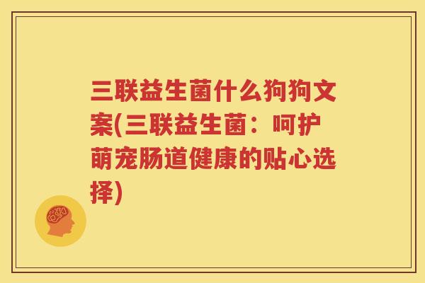 三联益生菌什么狗狗文案(三联益生菌：呵护萌宠肠道健康的贴心选择)