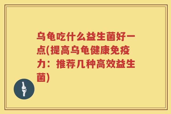 乌龟吃什么益生菌好一点(提高乌龟健康免疫力：推荐几种高效益生菌)