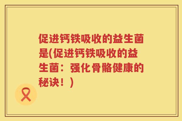 促进钙铁吸收的益生菌是(促进钙铁吸收的益生菌：强化骨骼健康的秘诀！)