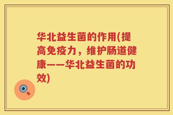 华北益生菌的作用(提高免疫力，维护肠道健康——华北益生菌的功效)
