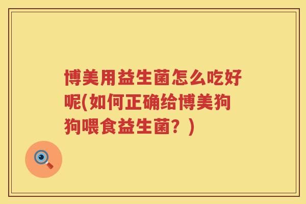 博美用益生菌怎么吃好呢(如何正确给博美狗狗喂食益生菌？)