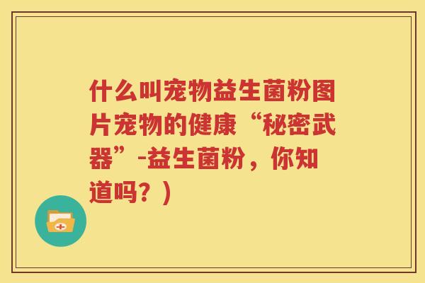 什么叫宠物益生菌粉图片宠物的健康“秘密武器”-益生菌粉，你知道吗？)