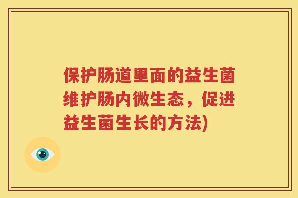 保护肠道里面的益生菌维护肠内微生态，促进益生菌生长的方法)