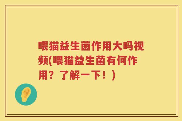 喂猫益生菌作用大吗视频(喂猫益生菌有何作用？了解一下！)