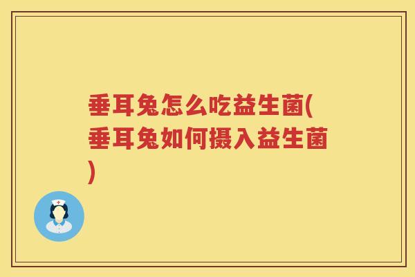 垂耳兔怎么吃益生菌(垂耳兔如何摄入益生菌)