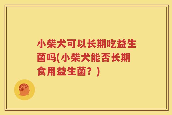 小柴犬可以长期吃益生菌吗(小柴犬能否长期食用益生菌？)
