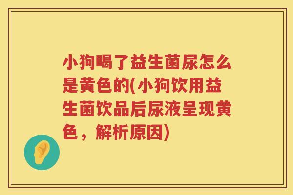 小狗喝了益生菌尿怎么是黄色的(小狗饮用益生菌饮品后尿液呈现黄色，解析原因)