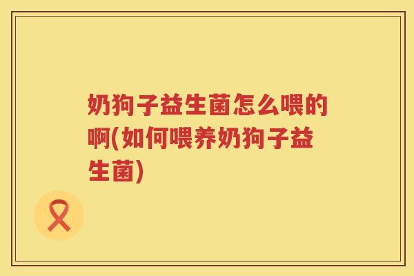 奶狗子益生菌怎么喂的啊(如何喂养奶狗子益生菌)