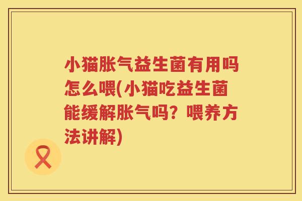 小猫胀气益生菌有用吗怎么喂(小猫吃益生菌能缓解胀气吗？喂养方法讲解)