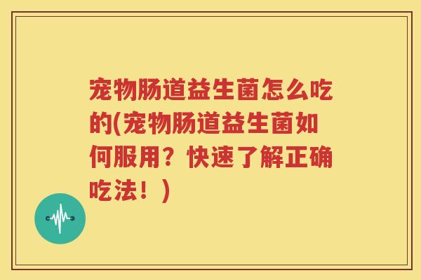 宠物肠道益生菌怎么吃的(宠物肠道益生菌如何服用？快速了解正确吃法！)