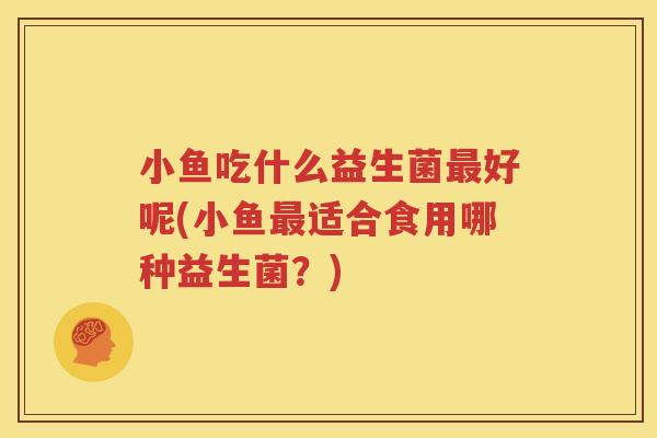 小鱼吃什么益生菌最好呢(小鱼最适合食用哪种益生菌？)
