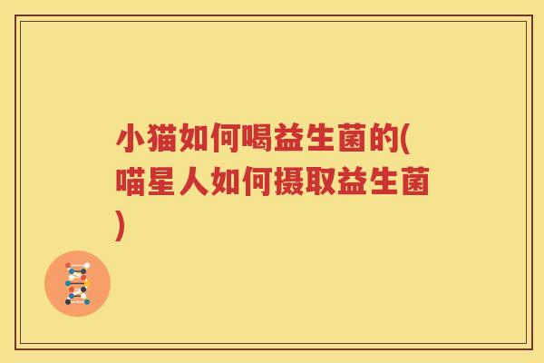 小猫如何喝益生菌的(喵星人如何摄取益生菌)