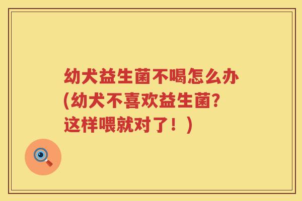 幼犬益生菌不喝怎么办(幼犬不喜欢益生菌？这样喂就对了！)
