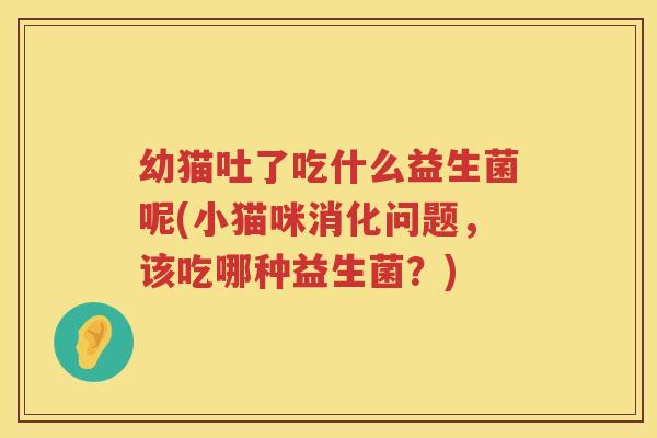 幼猫吐了吃什么益生菌呢(小猫咪消化问题，该吃哪种益生菌？)