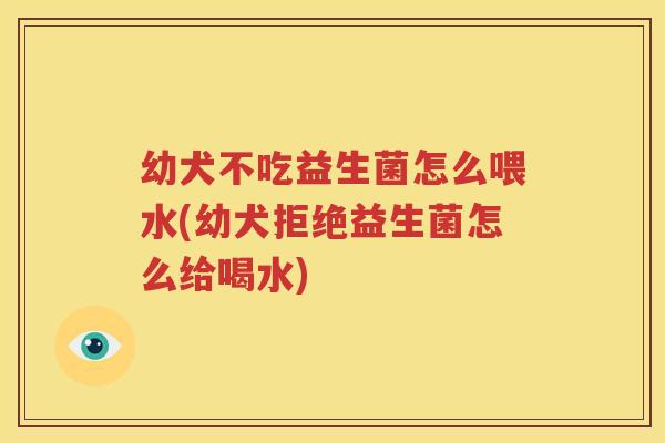 幼犬不吃益生菌怎么喂水(幼犬拒绝益生菌怎么给喝水)