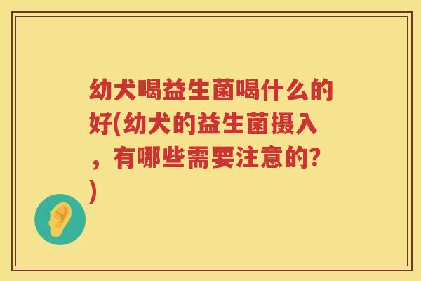 幼犬喝益生菌喝什么的好(幼犬的益生菌摄入，有哪些需要注意的？)