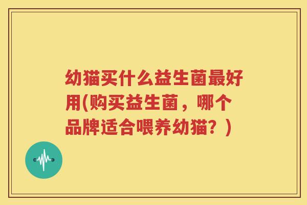 幼猫买什么益生菌最好用(购买益生菌，哪个品牌适合喂养幼猫？)