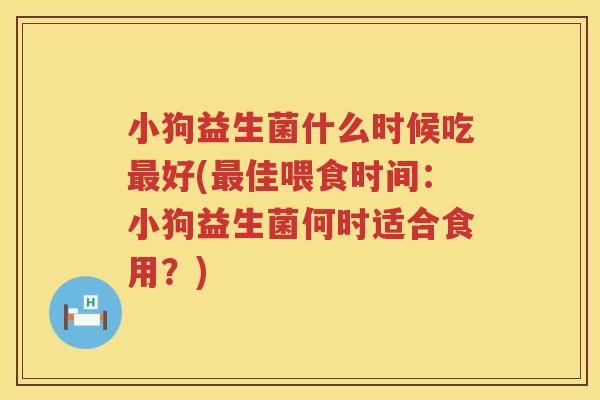 小狗益生菌什么时候吃最好(最佳喂食时间：小狗益生菌何时适合食用？)