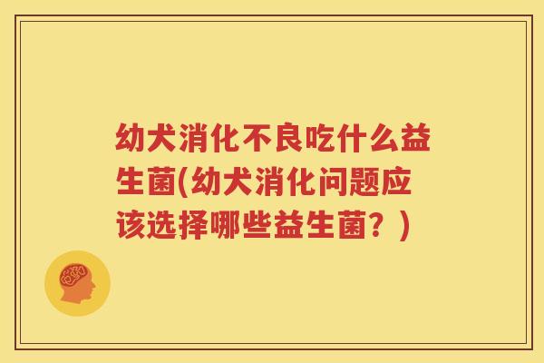 幼犬消化不良吃什么益生菌(幼犬消化问题应该选择哪些益生菌？)
