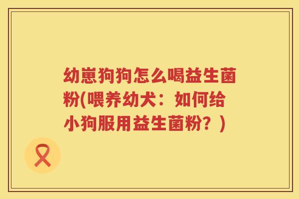 幼崽狗狗怎么喝益生菌粉(喂养幼犬：如何给小狗服用益生菌粉？)