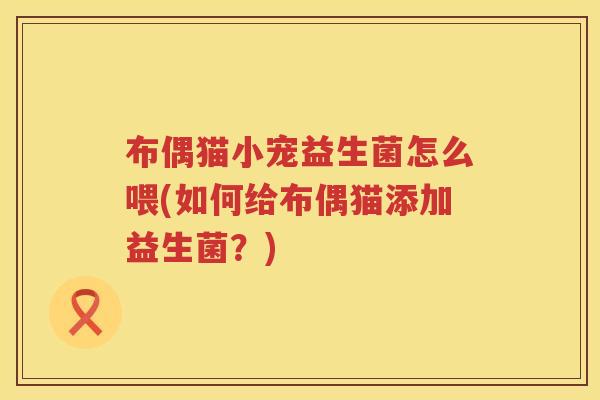 布偶猫小宠益生菌怎么喂(如何给布偶猫添加益生菌？)