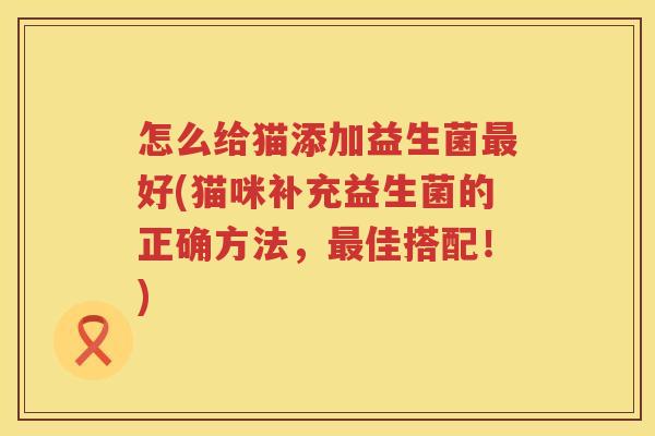 怎么给猫添加益生菌最好(猫咪补充益生菌的正确方法，最佳搭配！)