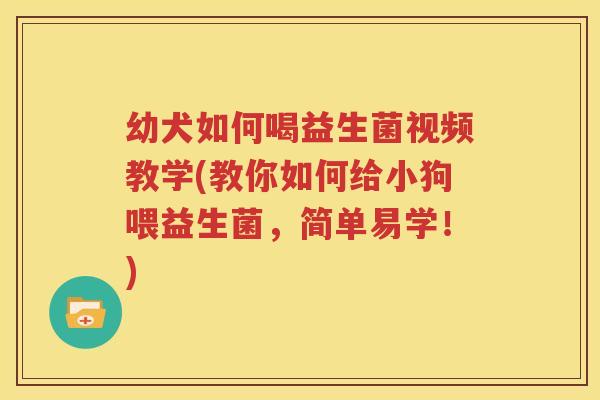 幼犬如何喝益生菌视频教学(教你如何给小狗喂益生菌，简单易学！)
