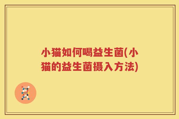 小猫如何喝益生菌(小猫的益生菌摄入方法)