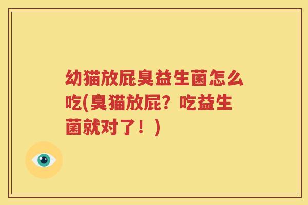 幼猫放屁臭益生菌怎么吃(臭猫放屁？吃益生菌就对了！)